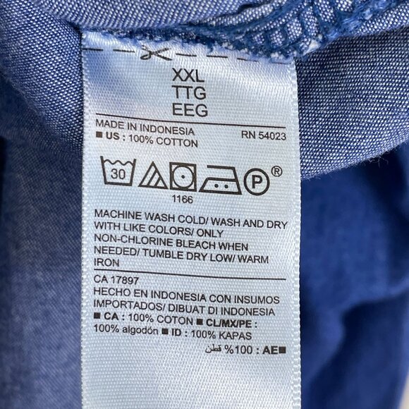 Old Navy Womens Plus XXL Blue Classic Button Up Chambray Shirt Long Sleeve Top - Picture 5 of 9